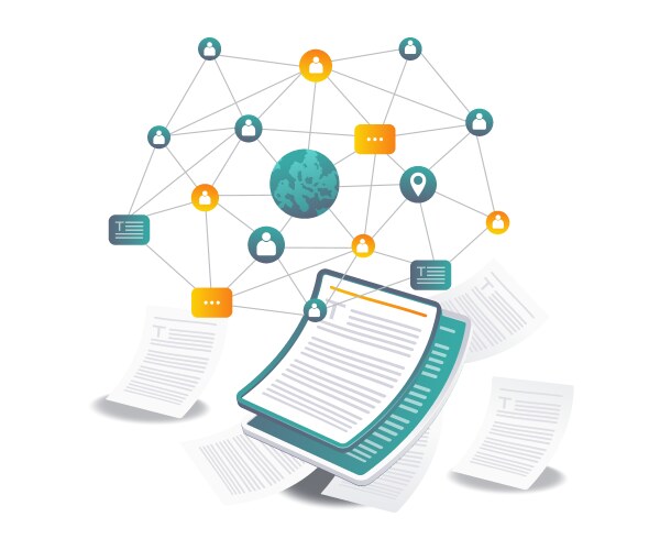 Information network of text data sheets vector image