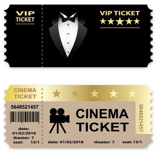 cinema business vip tickets isolated on white vector image