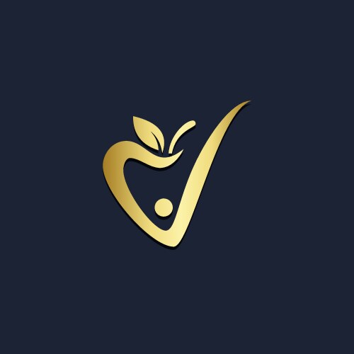 Gold Fruit V Logo - Abstract Letter Vector Image