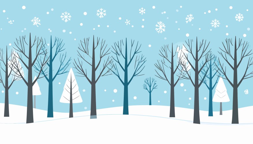 Winter wonderland scene with bare trees and snow Vector Image