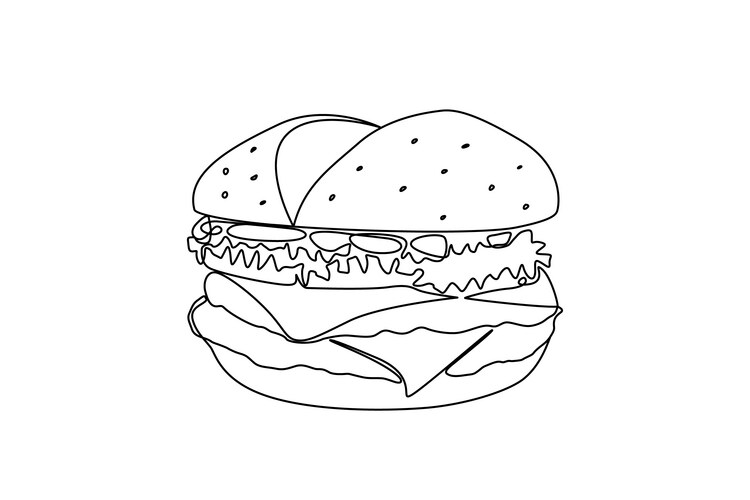 Burger Line Art Drawing Vector Image