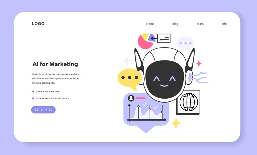 Ai or artificial intelligence in marketing web vector image