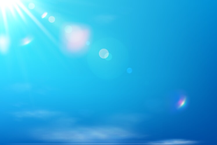 Sun in the blue sky background with lighting Vector Image