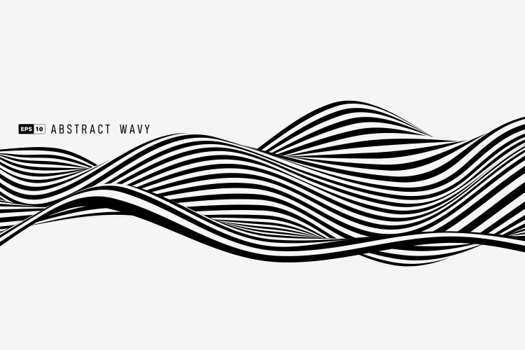 abstract black and white stripe line wavy pattern vector image