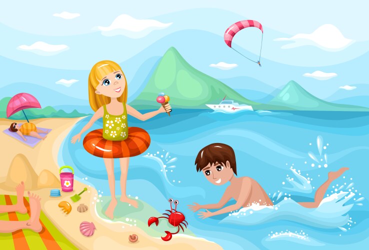 Beach Day Fun Vector Image
