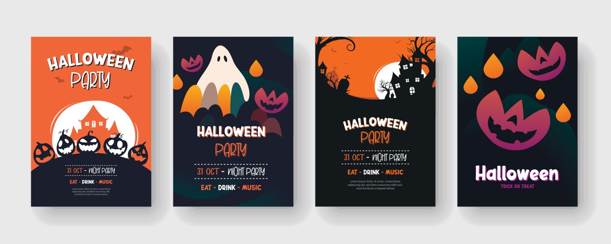 Halloween party invitations or greeting cards vector image