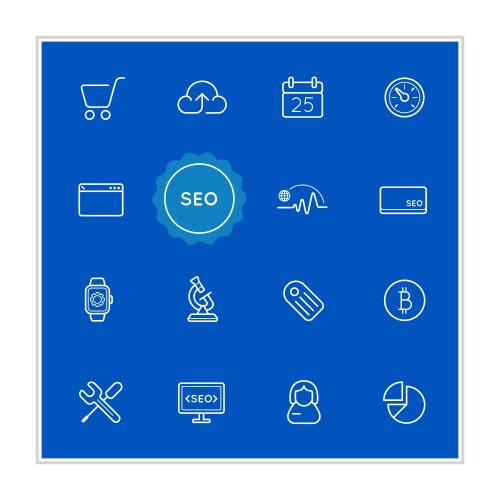 Set of seo search engine optimization elements can vector image