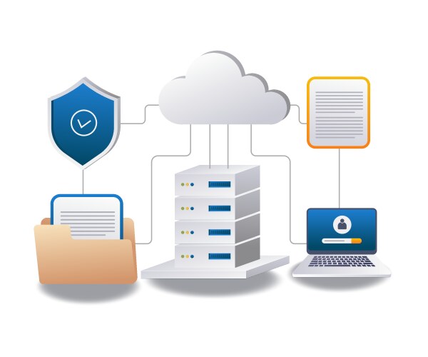 End point data security cloud server computer vector image