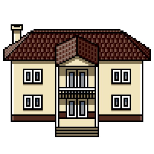 pixel art white modern house isolated vector image