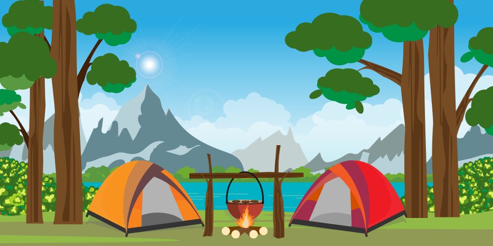 People camping in park Royalty Free Vector Image