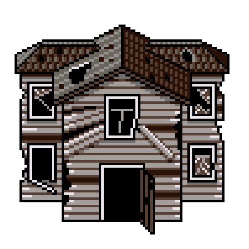 pixel art old abandoned house isolated vector image