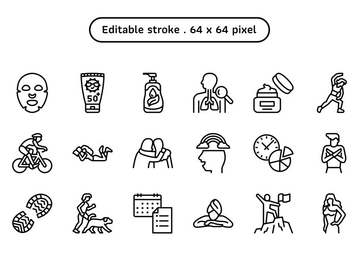 Self care volume2 icon set in an outline or line Vector Image