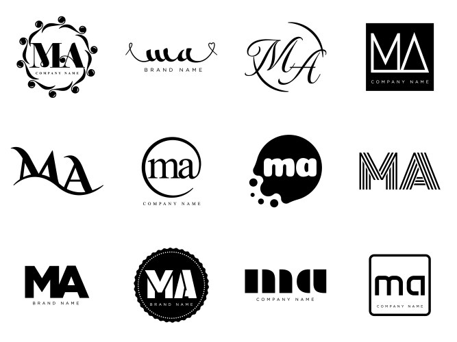 Ma logo company template letter m and a logotype Vector Image