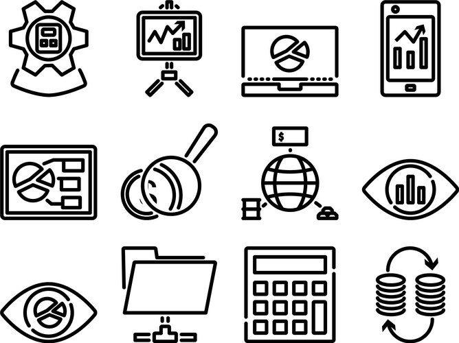 Analytics icon set Royalty Free Vector Image - VectorStock