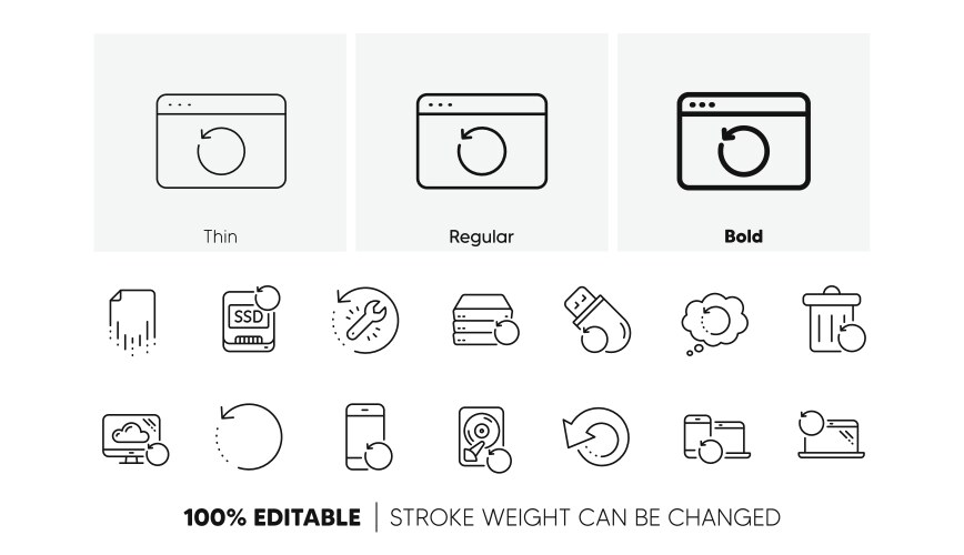 Recovery line icons backup restore data vector image
