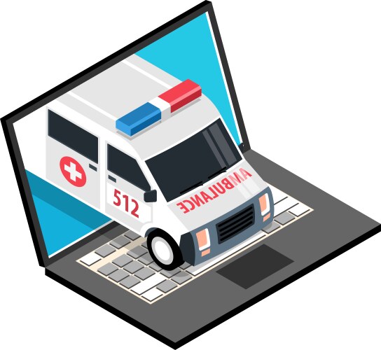 online ambulance laptop composition vector image