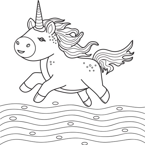 Running Unicorn Outline Vector Image