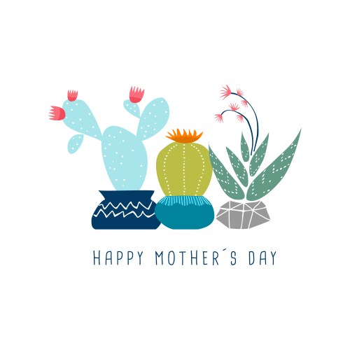 Cute Cactus Mothers Day Card Vector Image