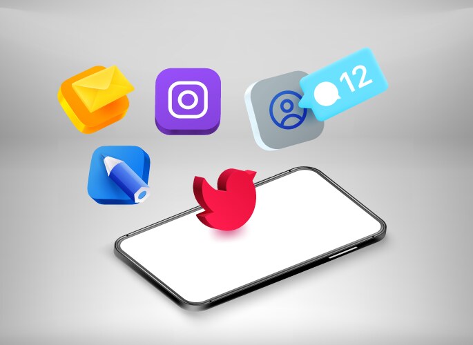 mobile social media application icons with modern vector