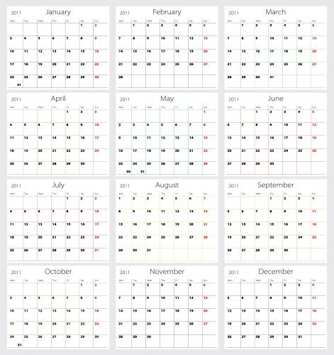 2011 calendar vector