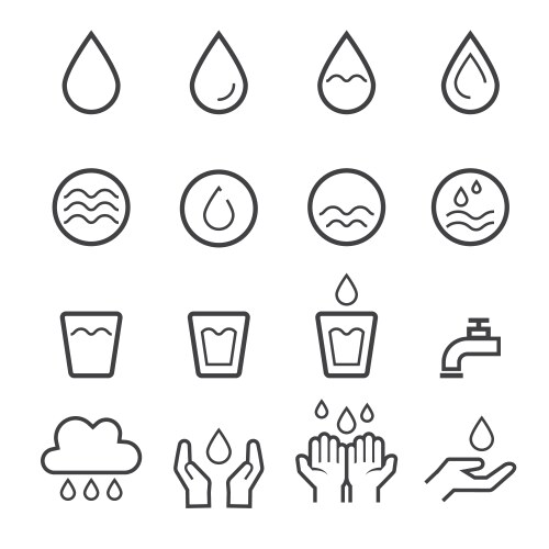 Water icon sets Royalty Free Vector Image - VectorStock