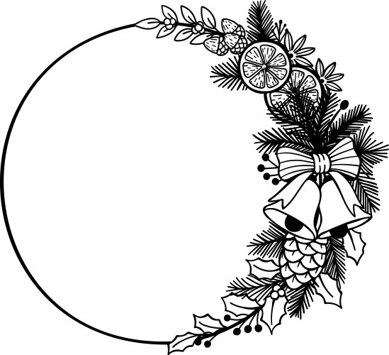Hand drawn christmas wreath pine cone holly Vector Image