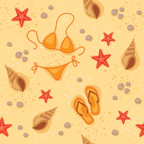 Beach sand background with sea shells Royalty Free Vector