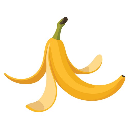 Banana Peel Icon - Flat Style Vector Image
