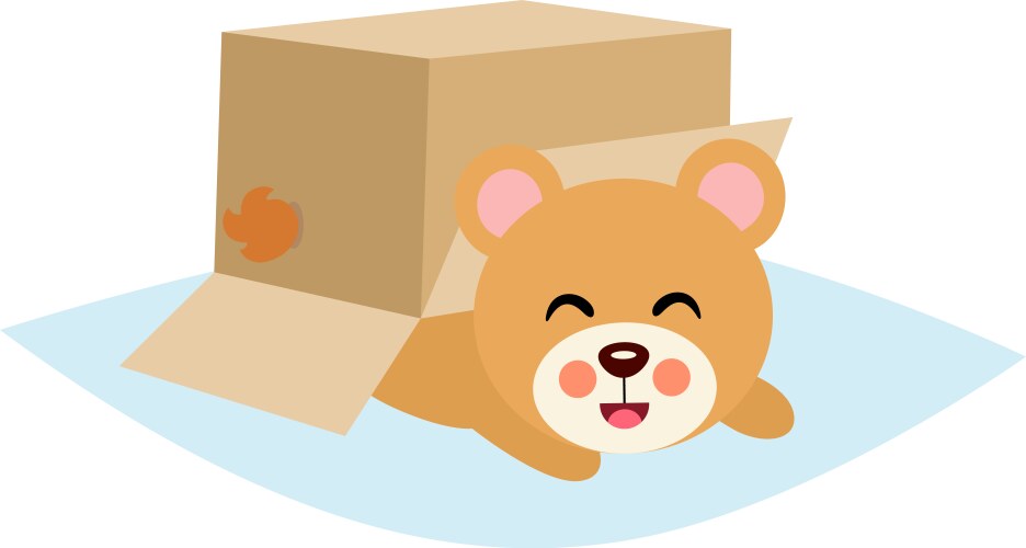 Cute funny bunny in cardboard box Royalty Free Vector Image