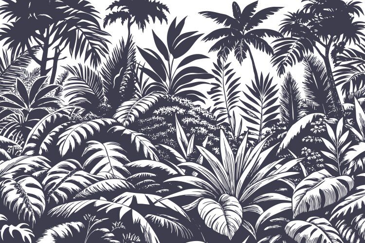 Wild jungle tropical forest bicolor background Vector Image