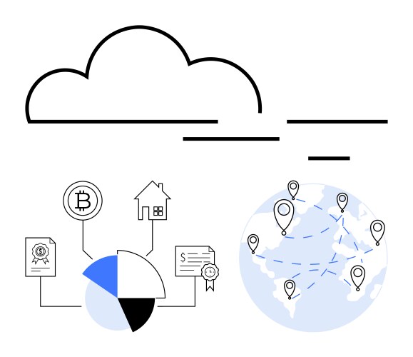 Global cloud-based blockchain network vector image