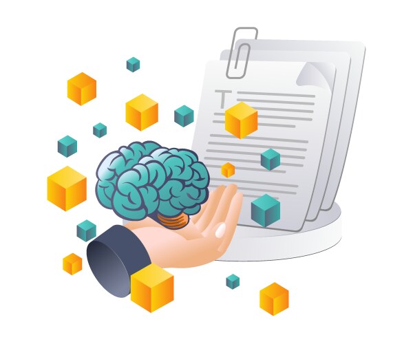 Integration of brain data in ai systems flat vector image