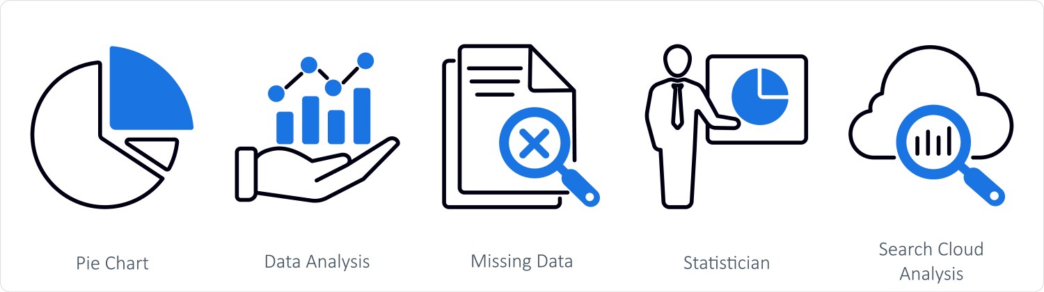 A set of 5 statistics icons as pie chart data vector image