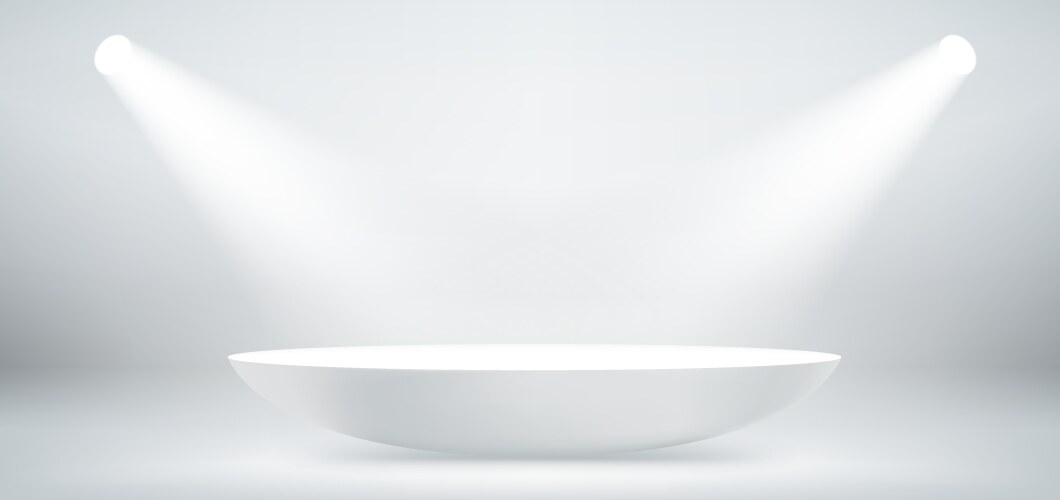 white interior with bright projectors 3d vector image