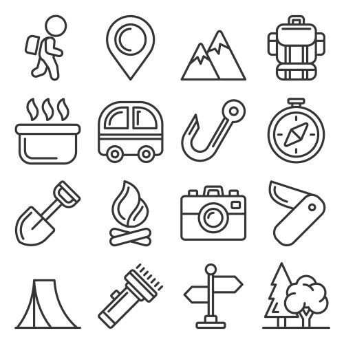 Camping Icon Set - Outdoor Adventure Vector Image