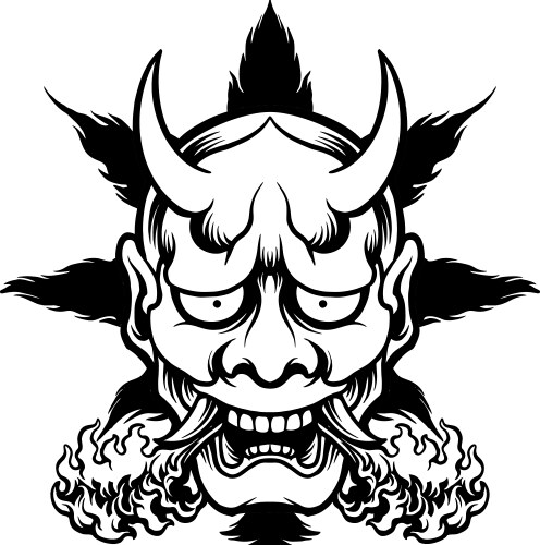 Japanese Oni Mask Silhouette Vector Image
