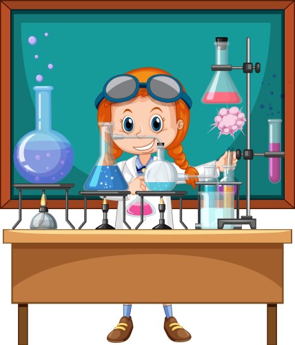 Classroom scene with scientist doing experiment vector image