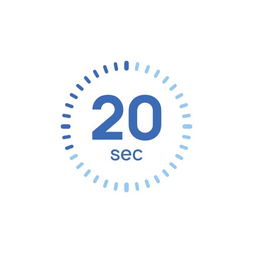 20 second timer clock sec stopwatch icon vector image