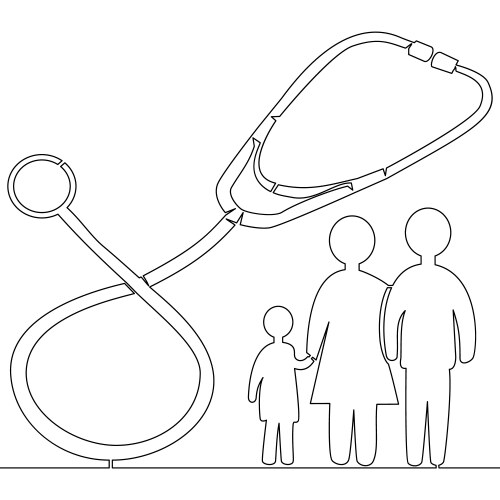 Continuous line drawing pediatric clinic concept vector image