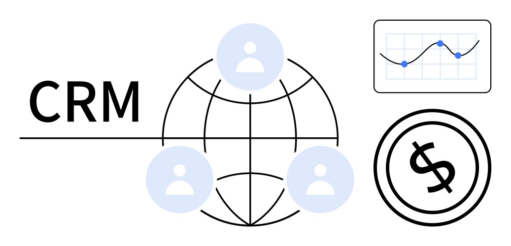 Crm system connecting users globally with data vector image