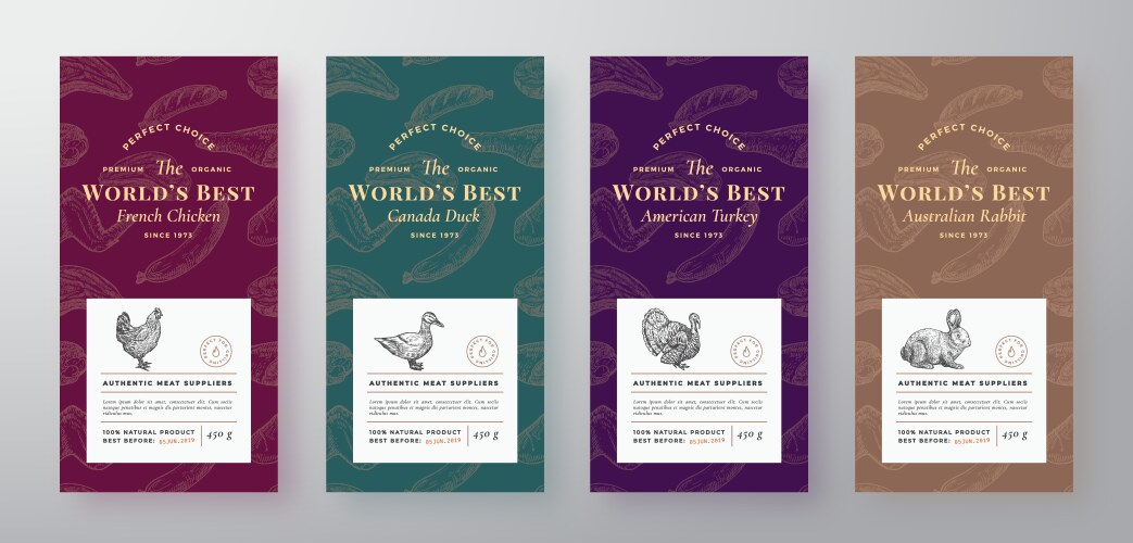 Premium quality meat and poultry labels set Vector Image