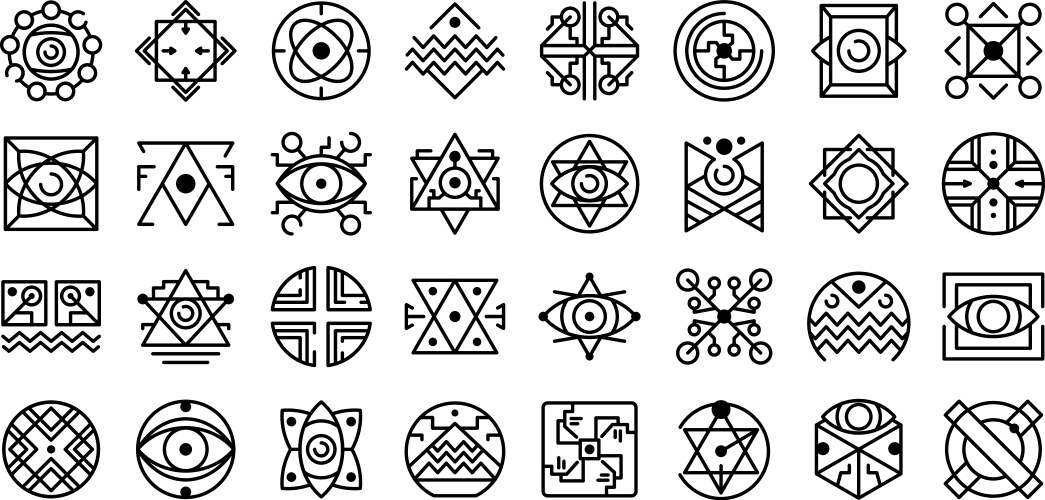Alchemy icons set outline style Vector Image