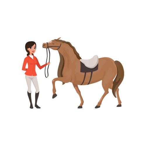Horseback Rider and Thoroughbred Vector Image