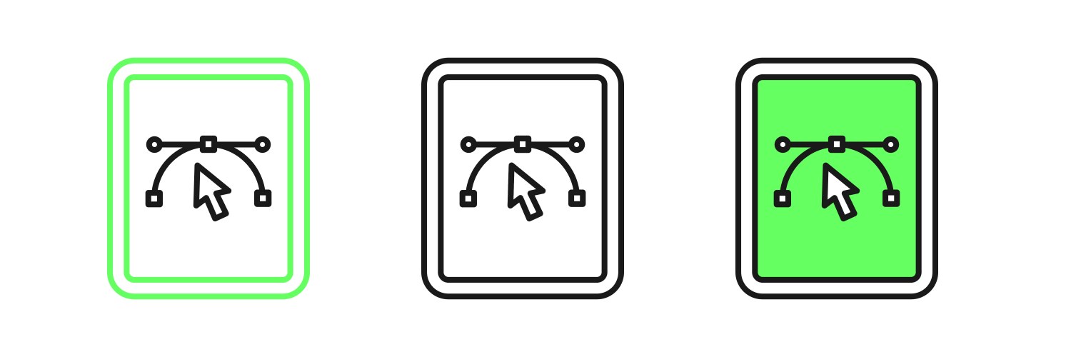 Set line computer display with design program vector image