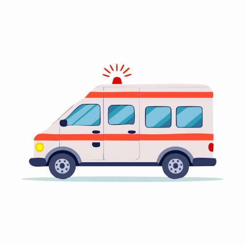 Side view of white and red ambulance Vector Image