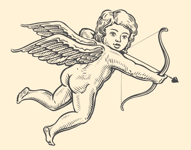 Cupid Shooting Arrow - Valentine's Day Vector Image