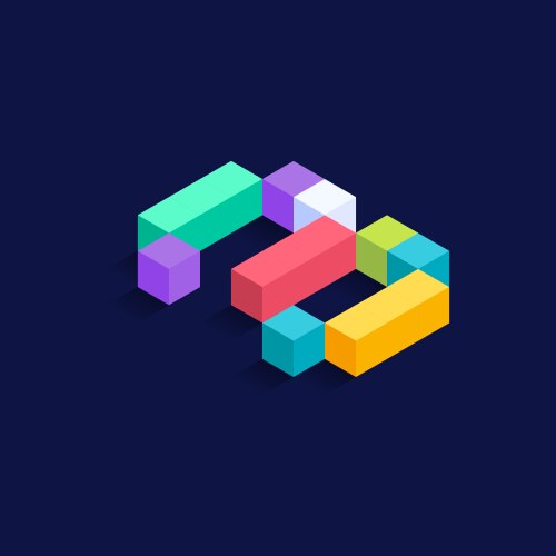 number 3 isometric colorful cubes 3d design vector image