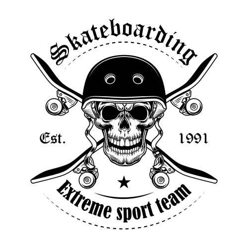 Skateboarder skull vector image