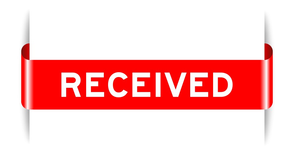 Red color inserted label with word received Vector Image