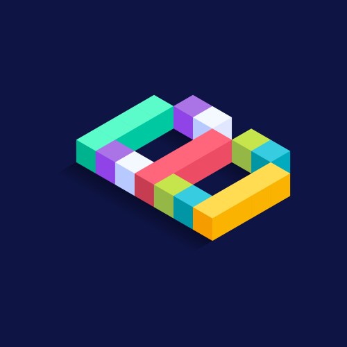 letter b isometric colorful cubes 3d design vector image